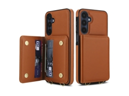 Capa Para Samsung Galaxy A56 Magnético Carteira Rfid Alça Castanho Czhhmart