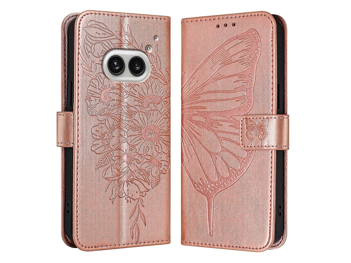 Capa De Celular Em Couro Com Borboleta Em Relevo Para Nothing Phone 2a