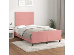 Vidaxl Estrutura De Cama Com Colchão 120x190 Cm Veludo Rosa