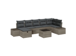 Conjunto 8 Conjunto De Sofá De Jardim Vidaxl Cinzento Vime Pe (55 X 55 X 37 Cm)
