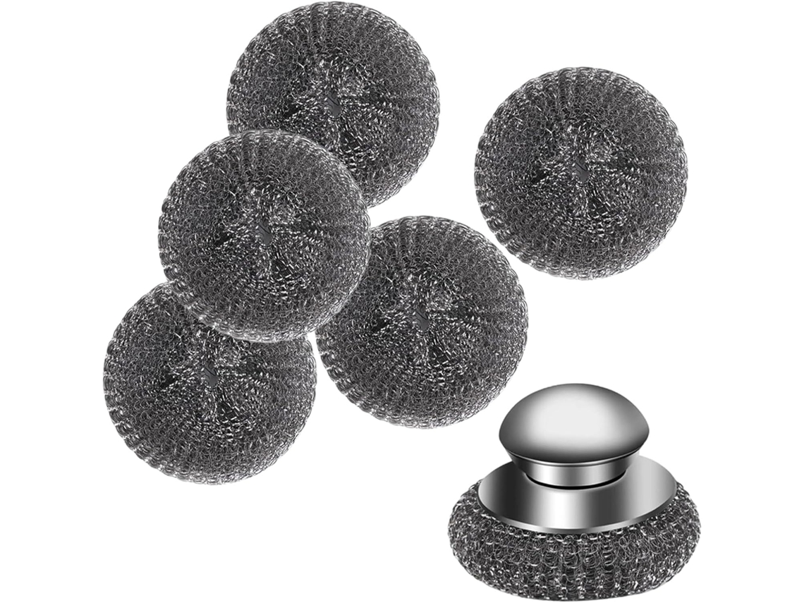Conjunto De 1 Escova Aço Com Cabo Para Limpeza Ferro, Panelas,