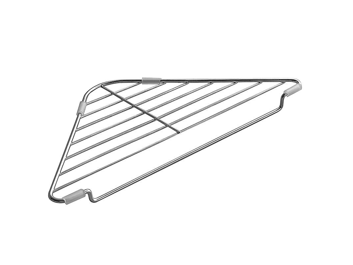 Organizador triangular em aço inoxidável para secagem rápida, armazenamento de pratos e frutas na cozinha e no banheiro.