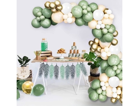 96 pedaços de balões verdes, decorações para festas de aniversário, balões brancos de aniversário, arco de balões de festa na selva de Ayuqi