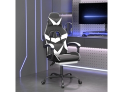 Vidaxl Cadeira De Gaming C/ Apoio Pés Couro Artificial Preto/branco