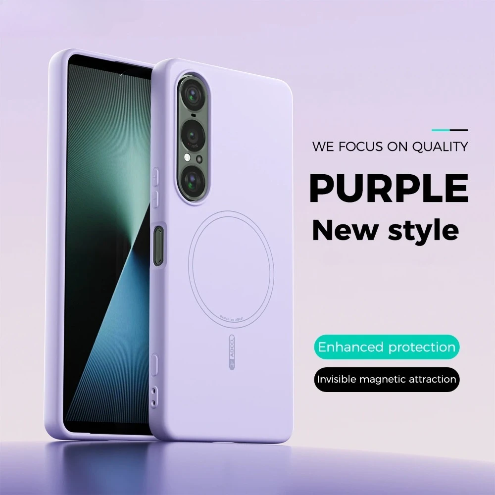 (luz Roxa, Sony Xperia 1vii) Capa De Silicone Líquido Suave Elegante, Com Função De Sucção Magnética, Suporte Magsafe, Proteção Anti-queda