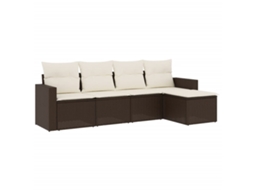 Maison Exclusive - 5 Pcs Conjunto Sofás P/ Jardim C/ Almofadões Vime Pe Castanho