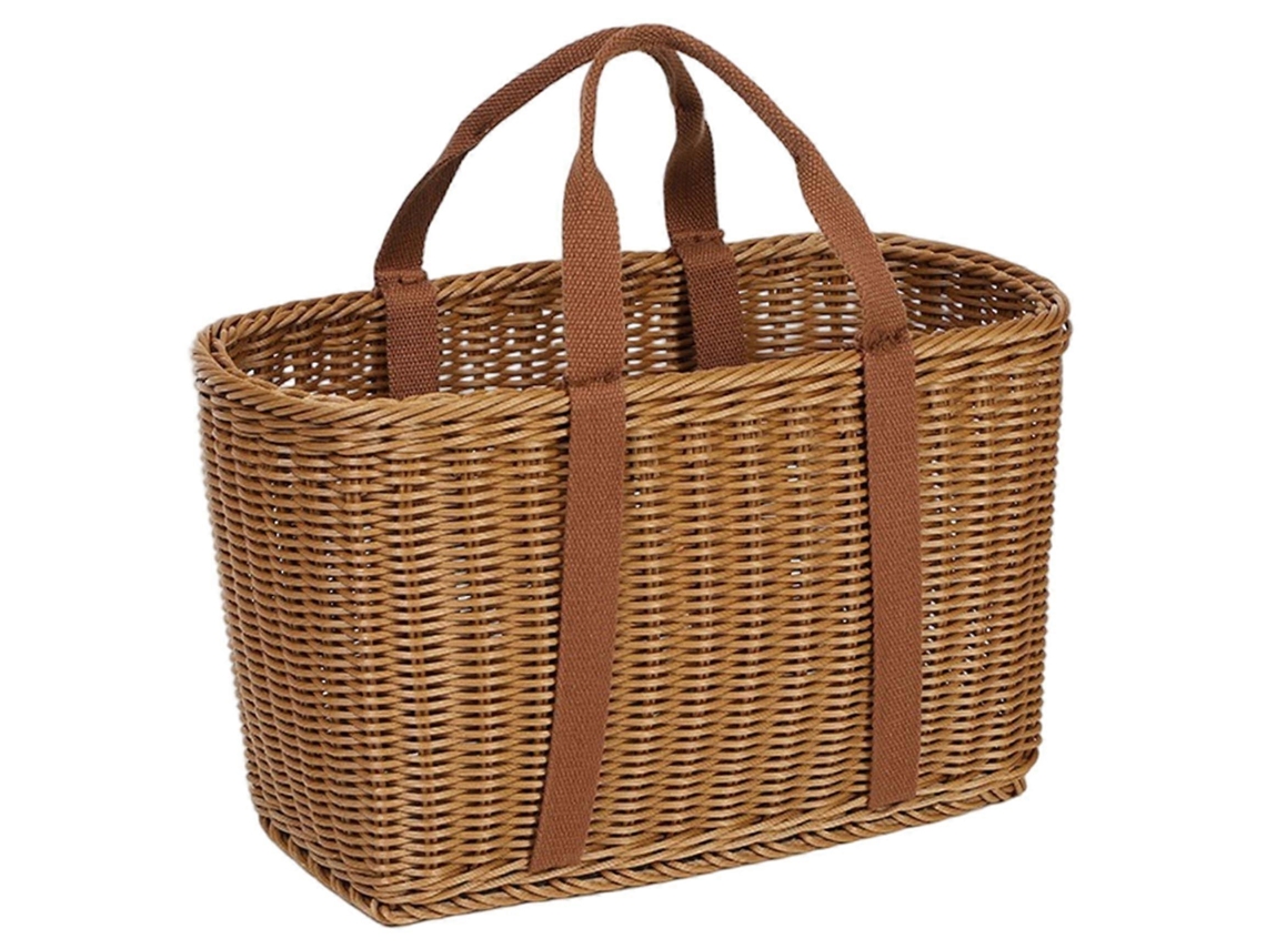 Cesta De Piquenique De Vime Com Alça Para Camping, Casamentos E Decoração De Casa, 34 X 15,5 X 22 Cm