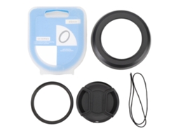 Conjunto: Capuz Para Lente + Filtro Uv 49mm + Tampa De Lente Para Cámara