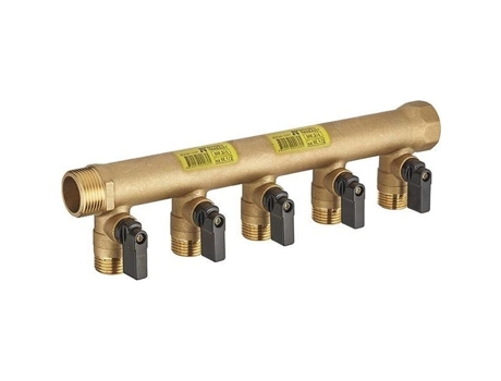 Coletor Macho Fêmea 20X27 5 Saídas em Válvulas 15X21 Noyon & Thiebault Água Fria Sanitária Latão NT NOYON & THIEBAULT