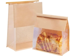 Conjunto De 30 Folhas E Sacos De Papel Para Pão E Alimentos, 16 × 26 × 13 Cm, Janela Transparente, Papel Kraft