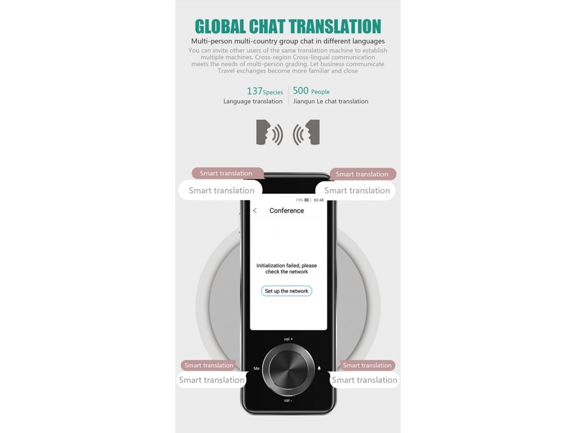 Tradutor inteligente simultâneo suporta 109 idiomas em tempo real  transformar a voz em texto portátil conversor
