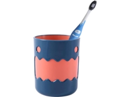 Copo Porta Escova Dentes Tampa Antipoeira Plástico 450ml Azul