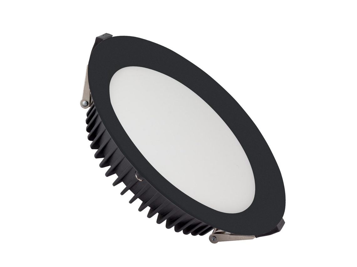 Downlight Led 24w Samsung New Aero Slim 130 Lm/w (ugr19) Lifud Preto Corte Ø 200 Mm  4000k 1-10v Branco Neutro