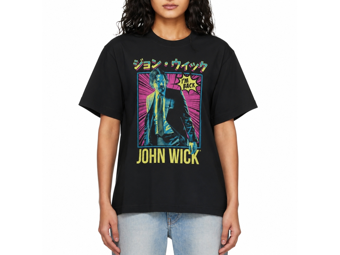 Rockinstone John Wick Neon Manga Ish Black Adult T-shirt Size:l