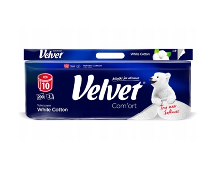 Valvet 3 Ply Toilet Tissue White Cotton, 10 Rolls Velvet