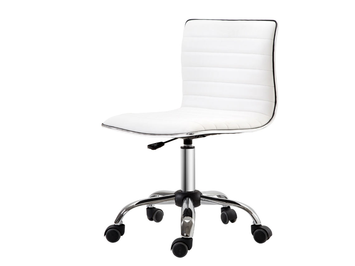 Cadeira De Escritório Sem Apoio Para Os Braços De Giratória Com Altura Ajustável 48x52x78-90 Cm Branco