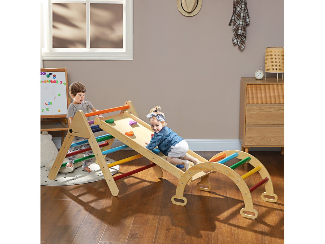 Parque Infantil 5 Em 1 Com Rampa, Ponte E Escada Triangular, Para Crianças De 18 A 48 Meses, Colorido.