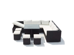 Conjunto de Jardim CONCEPT U Fidji (Preto e Branco - Resina - 220x75x65 cm)