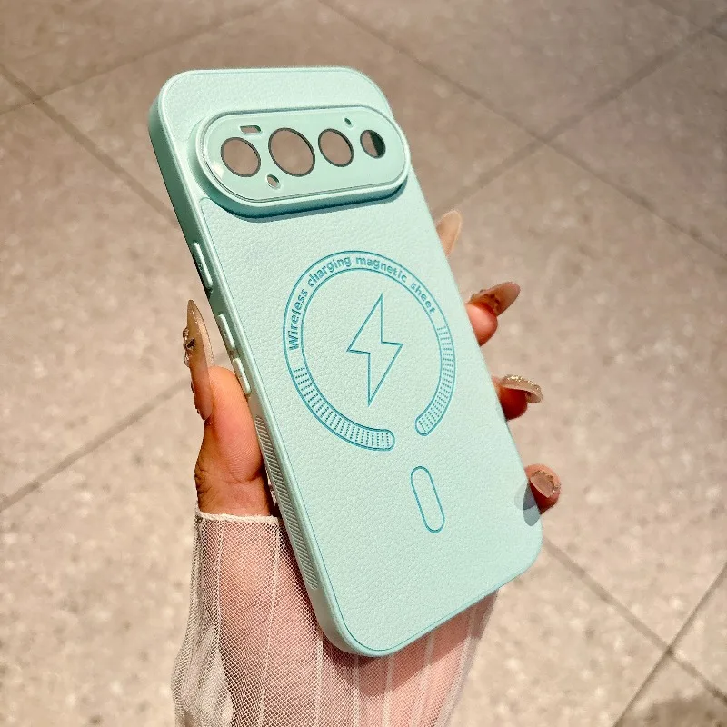 Capa Para Celular (google Pixel 10a Azul Claro), Textura De Couro, Compatível Com Carregamento Sem Fio Magnético, Ultrafina.