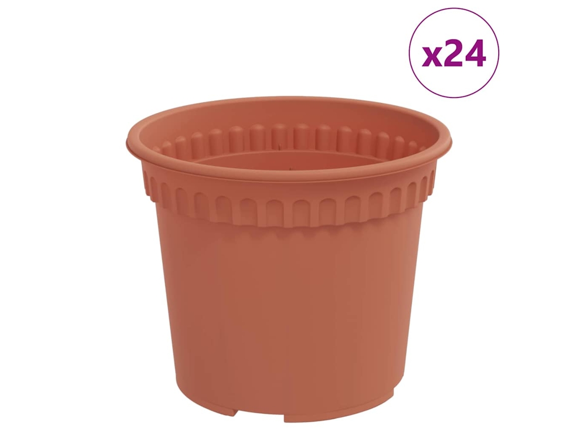 Conjunto 24 Vaso De Flores Vidaxl Vermelho Plástico (ø 12,5 X 10 Cm)