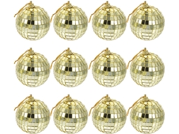 Bolas De Discoteca De Vidro Dourado Leves, Fáceis De Pendurar, Conjunto De 12