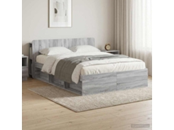 Vidaxl Estrutura De Cama Com Armazenamento Sonoma Cinzento