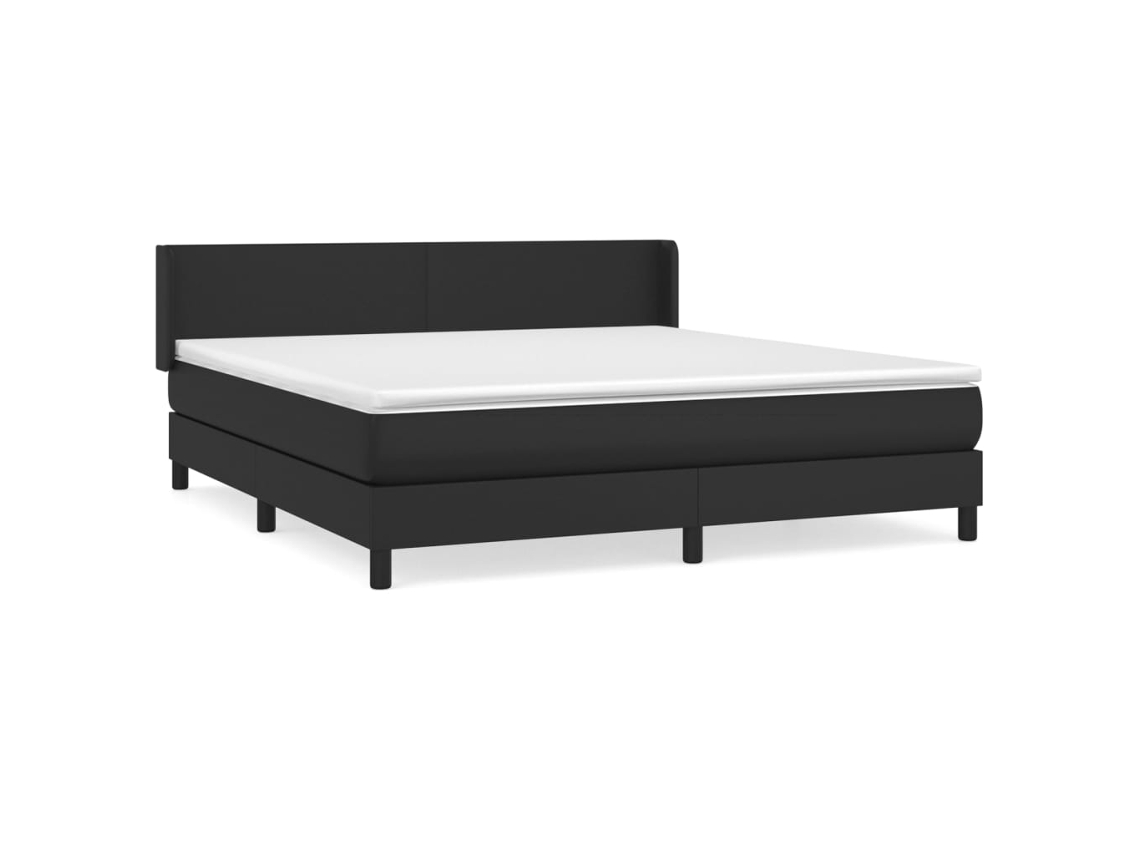 Cama com Molas Couro Artificial Preto MAISON EXCLUSIVE 160x200 cm