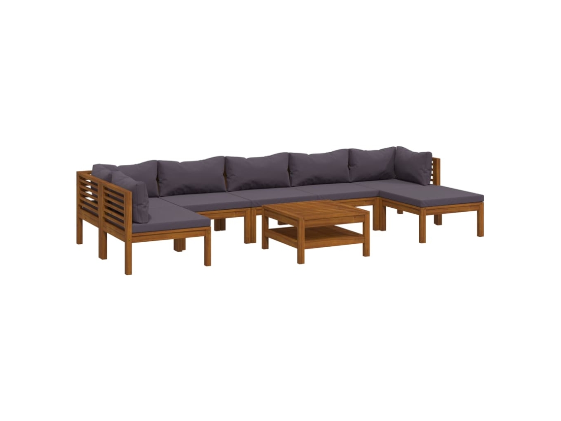Maison Exclusive - 8 Pcs Conjunto Lounge De Jardim Com Almofadões Acácia Maciça