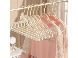 Cabideiro de Acrílico Antiderrapante , Ideal para Guardar Casacos, Ternos e Outras Roupas. MDUG (conjunto de 10 Peças, Dourado)