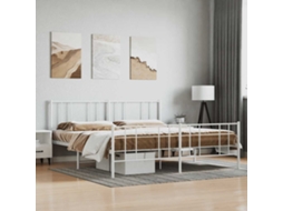 Vidaxl Estrutura De Cama Com Cabeceira E Pés 180x200 Cm Metal Branco