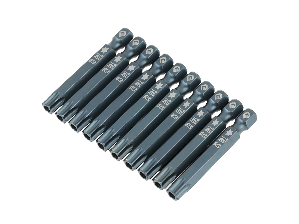 Kit De 10 Pontas De Chave De Fenda Estrela Segurança T40 Magnéticas, Cabo Hexagonal 1/4" 50mm