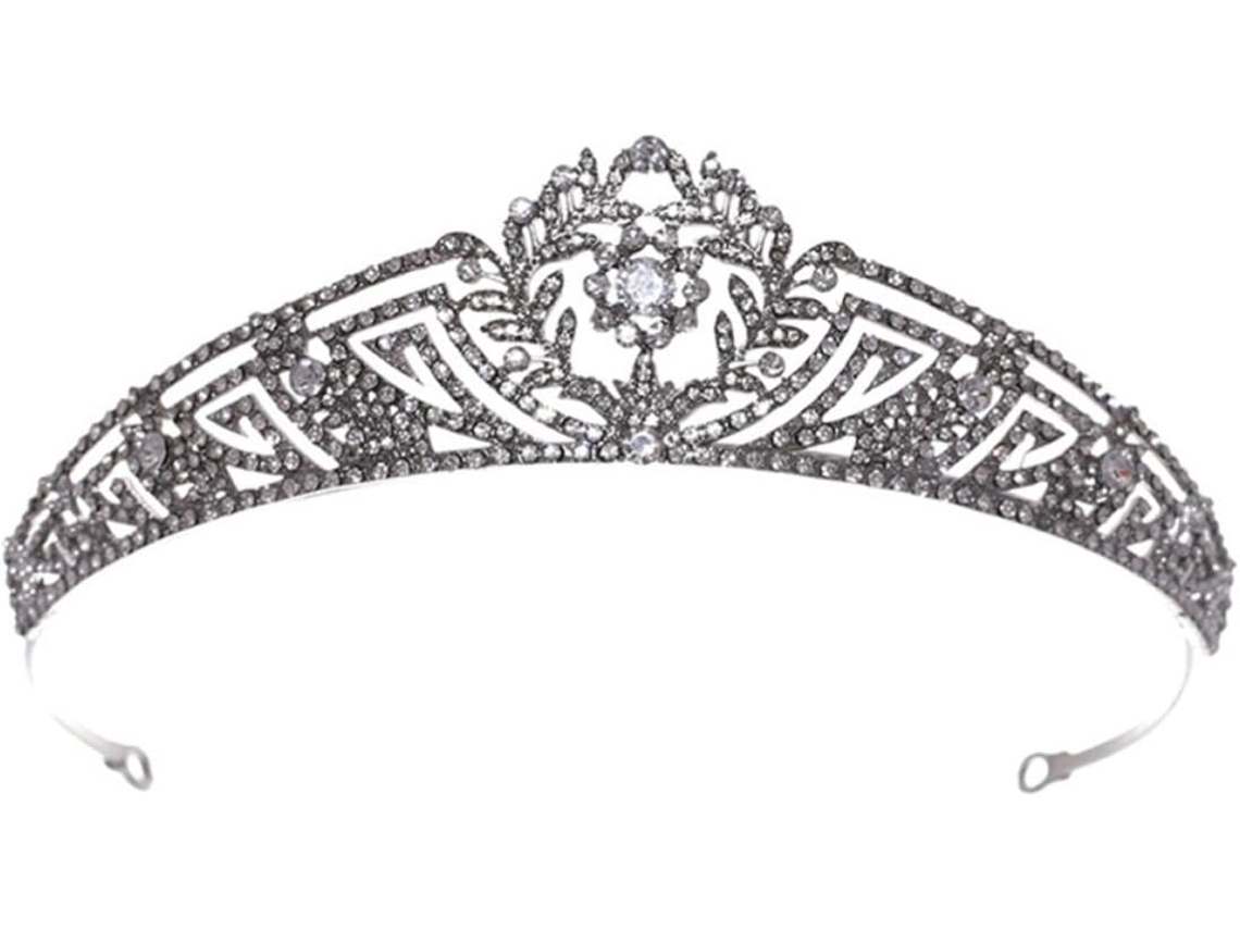 Coroa De Noiva Delicada Em Liga De Zinco E Strass Prateados, Leve.