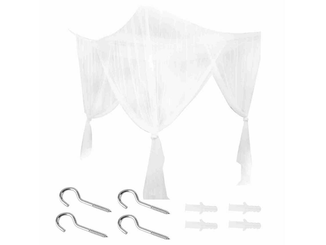 Mosquiteira de Canopy com 4 Pilares para Camas Full Queen King Size Branco
