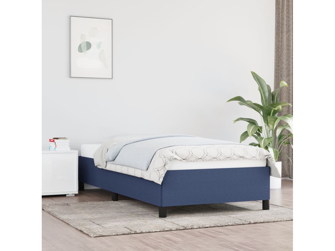 Estrutura De Cama Sem Colchão 90x190 Cm Tecido Azul