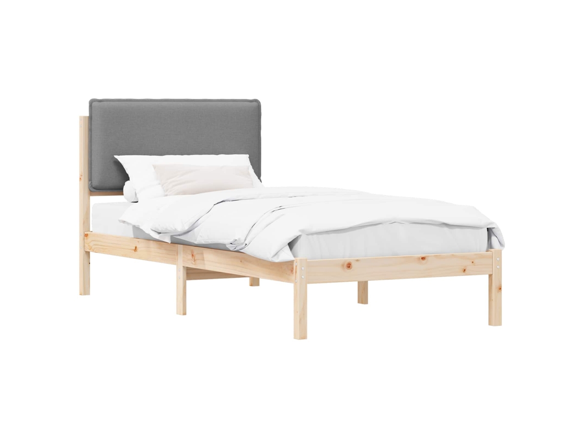 Estrutura de Cama com Cabeceira Estofada em Cinzento Claro MAISON EXCLUSIVE