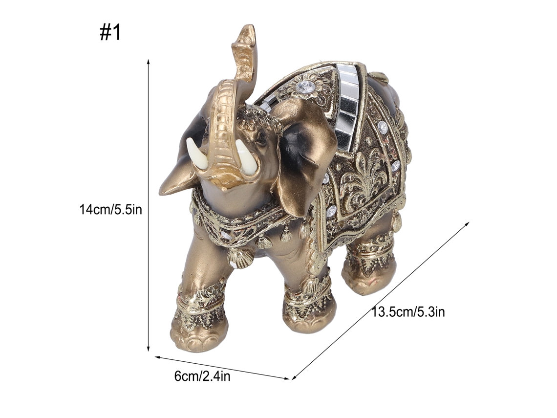 Elephant Ornament (square Gold Design, Home Decoration) Eoocoo