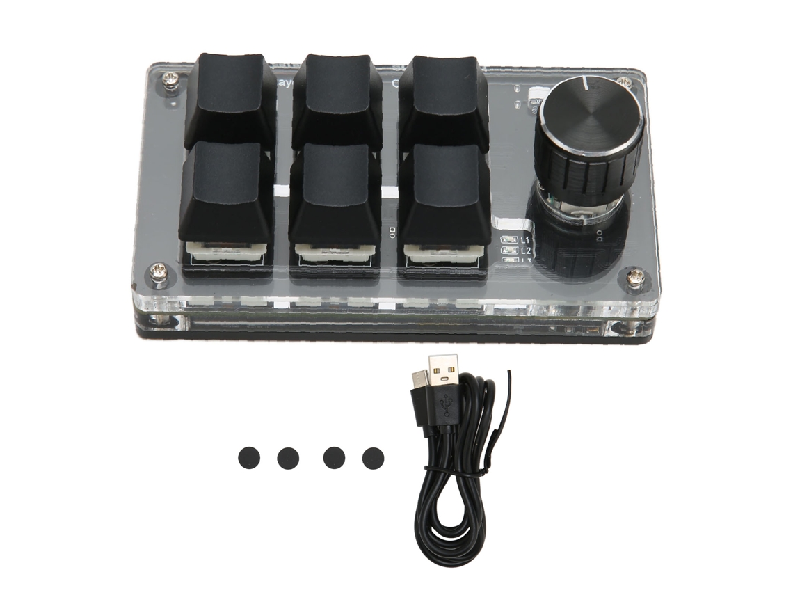 Omni-2026teclado Mecânico Mini 6 Teclas Com Botão Rotativo, Interruptor Azul, Usb Bluetooth, Programável, Diy, Preto Para Pc Gaming