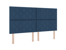 Cama Box  Com Colchão - Azul - Vidaxl - Tecido (180x200 Cm)