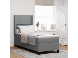 Vidaxl Cama Box Com Almofada Manual Cinzento-claro 190 X 90 Cm Tecido