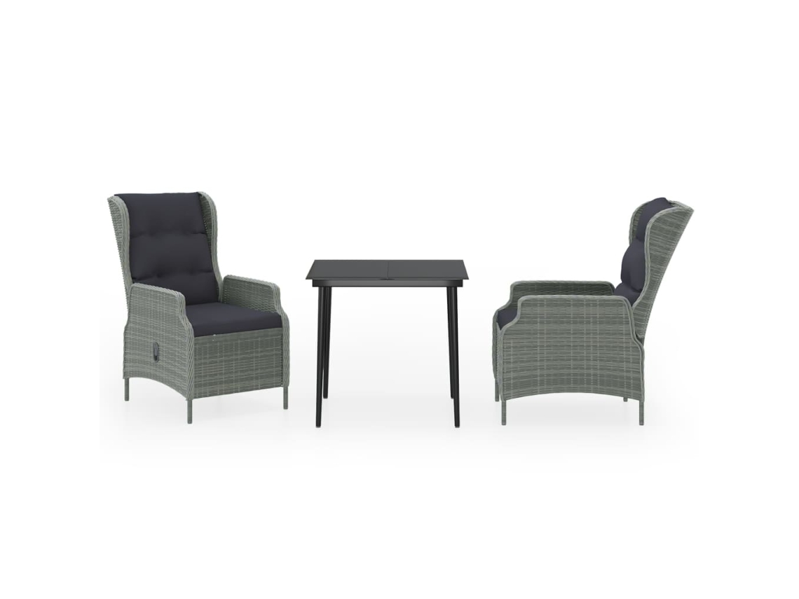 Maison Exclusive - 3 Pcs Conjunto De Jantar Para Jardim Cinzento-claro