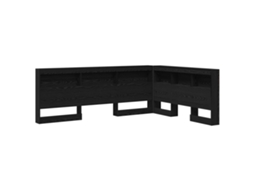 Conjunto 1 Cabeceira De Armazenamento Vidaxl Preto Madeira De Pinho Maciça (135 Cm)