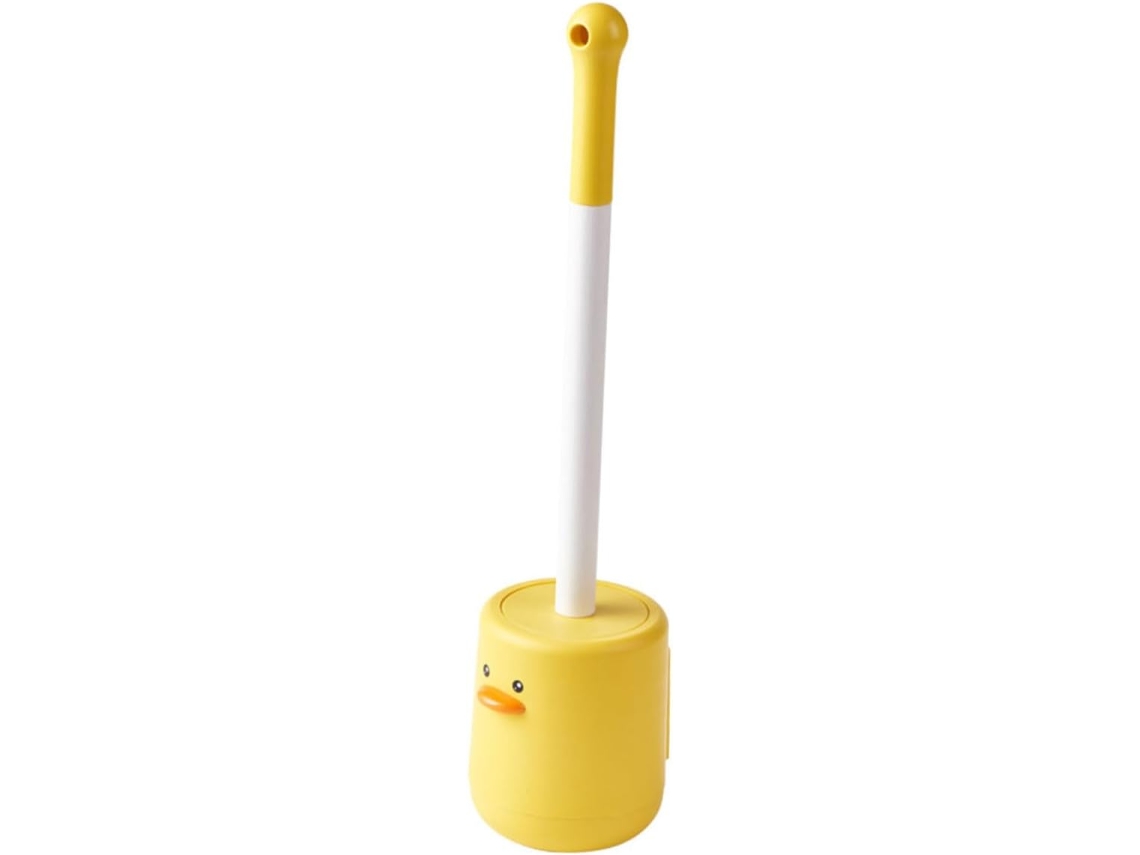Escova De Vaso Sanitário Com Cabo Longo E Suporte De Parede, Escova De Limpeza De Silicone Amarela P Gokoco