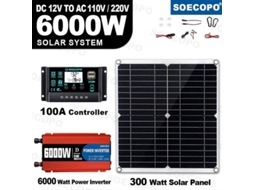 Kit Solar Completo De 6000 W Com Painel Solar + Gerador De Energia Para Residências, Trailers E Sistemas Isolados Da Rede Elétrica (modelo 220hj)