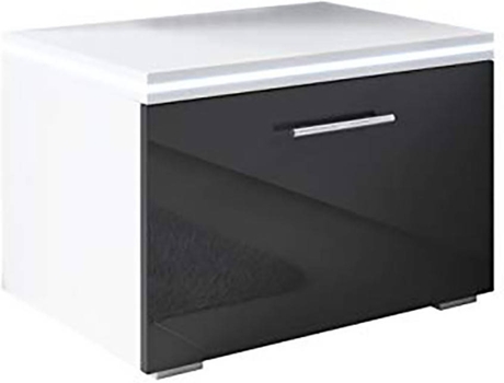 Mesa de Cabeceira MÓVEIS BONITOS Victoria com LED RGB (Branco e Preto - Melamina - 50x45x36.5 cm)
