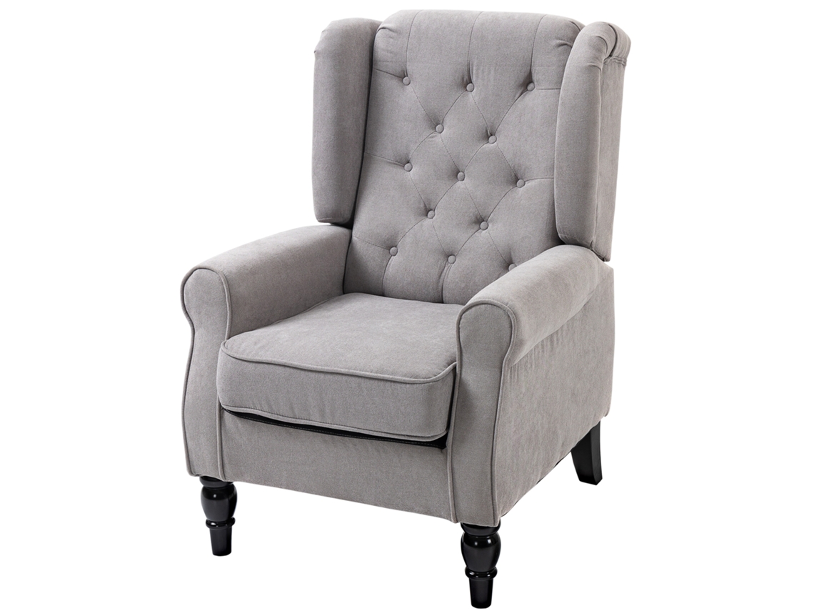 Poltrona de Sala Cinza 74x86x102 Cm apoios braço e pernas madeira carga 160kg | S/MARCA