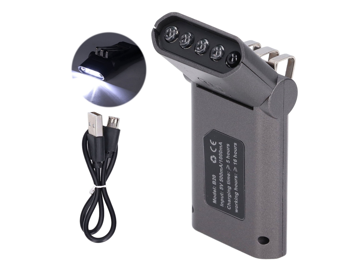 Lanterna de cabeça Led com clip rotativo para pesca, camping, caminhada, corrida | S/MARCA