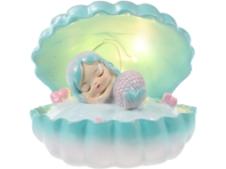 Luminária Noturna Decorativa Sereia Em Resina Sintética Azul Luz