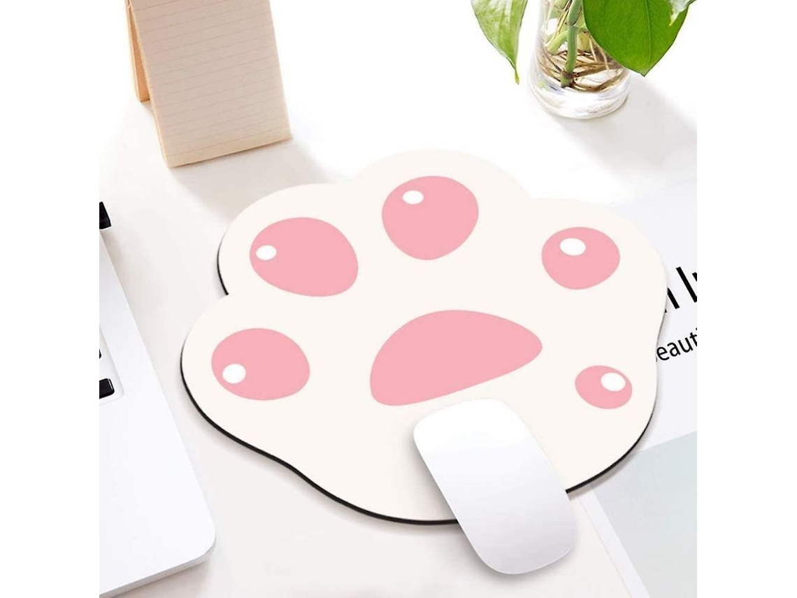 Mouse pad com padrão de gato, design de garra, rosa/branco, 28x25cm S/MARCA