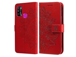Capa De Couro Pu Com Flip Horizontal E Compartimentos Para Cartões, Carteira E Porta-retratos Para Infinix Hot 9 Play Com 7 Pétalas De Flores Em Relev