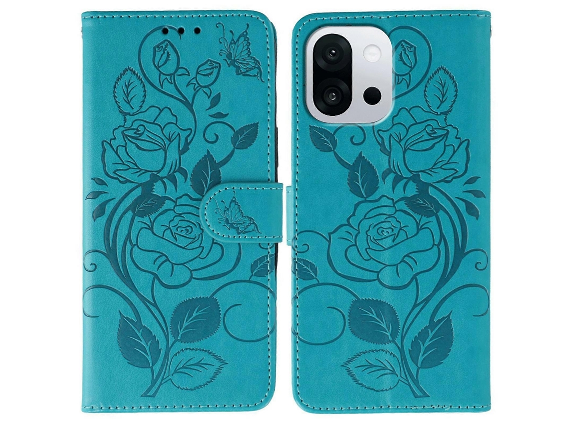 Capa Tipo Carteira Com Estampa De Borboleta Rosa E Couro Sintético Para Oneplus 13t 5g, Azul